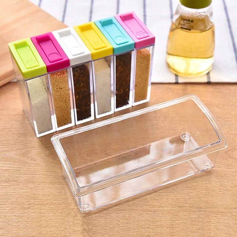 Transparent Spice Jar Colorful Lid Seasoning Box Set of 6pcs - Rumaisas