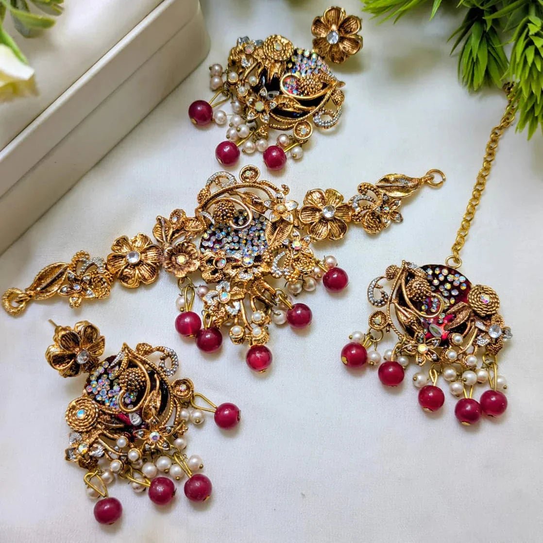 Turkish Choker Set with Earrings & Tikka - Rumaisas