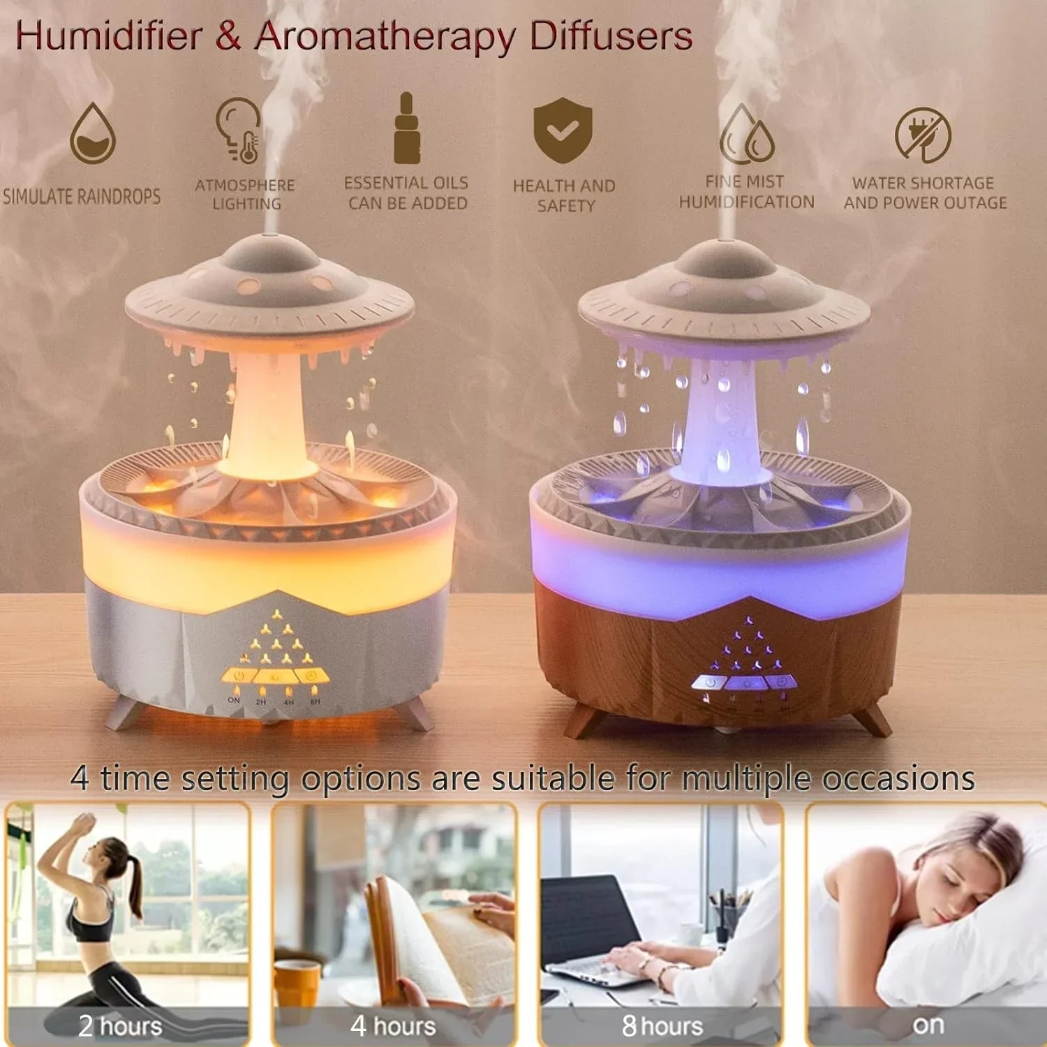 UFO Rain Drop Aroma Diffuser Humidifier Night light - 350ml - Rumaisas