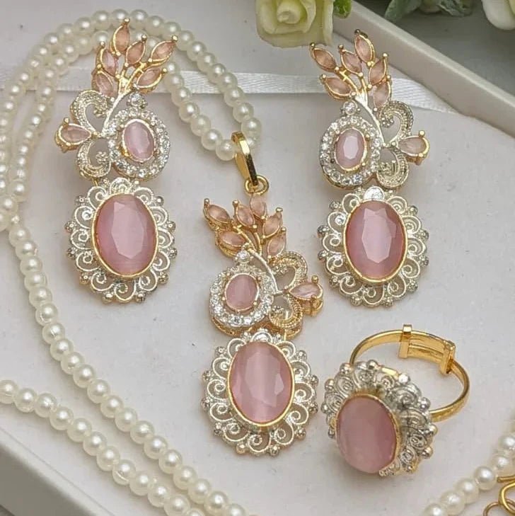 Zircon Combo Party Set – High Quality Oval Shape Jewelry - Rumaisas