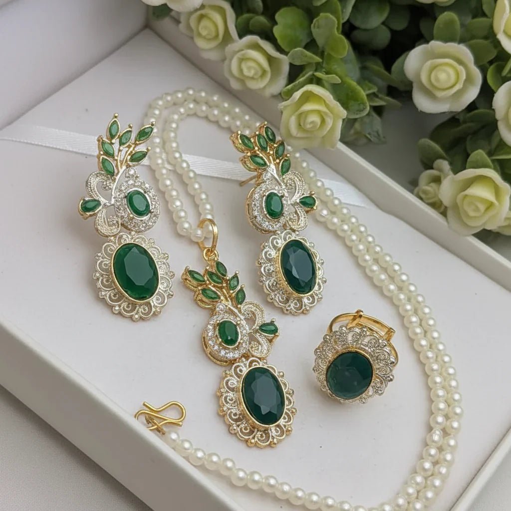 Zircon Combo Party Set – High Quality Oval Shape Jewelry - Rumaisas