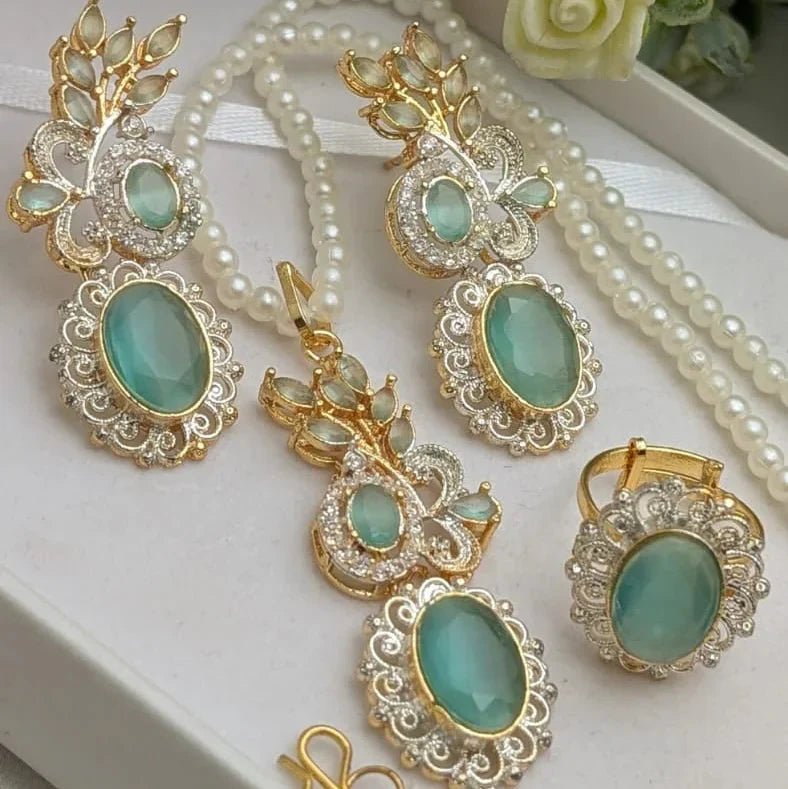 Zircon Combo Party Set – High Quality Oval Shape Jewelry - Rumaisas