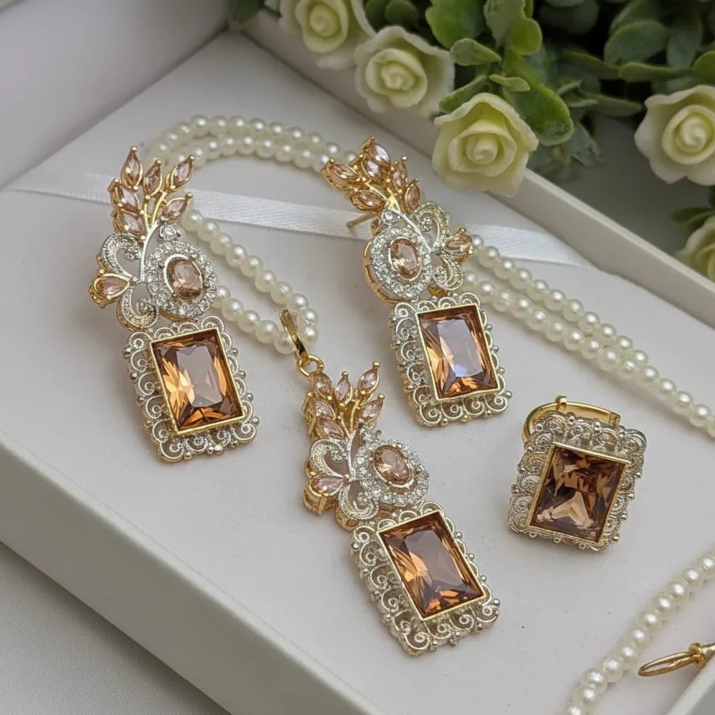 Zircon Combo Party Set – High Quality Rectangle Shape Jewelry - Rumaisas