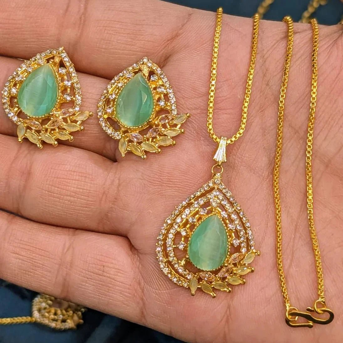 Zircon Locket Set – Locket & Earrings - Rumaisas