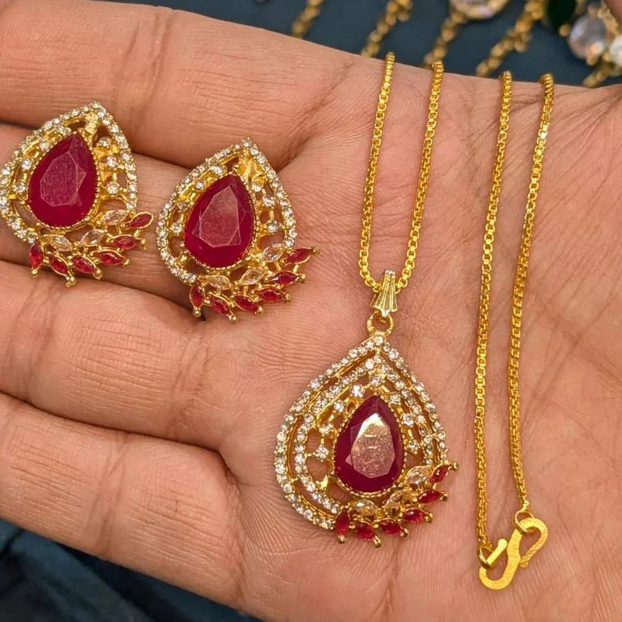 Zircon Locket Set – Locket & Earrings - Rumaisas