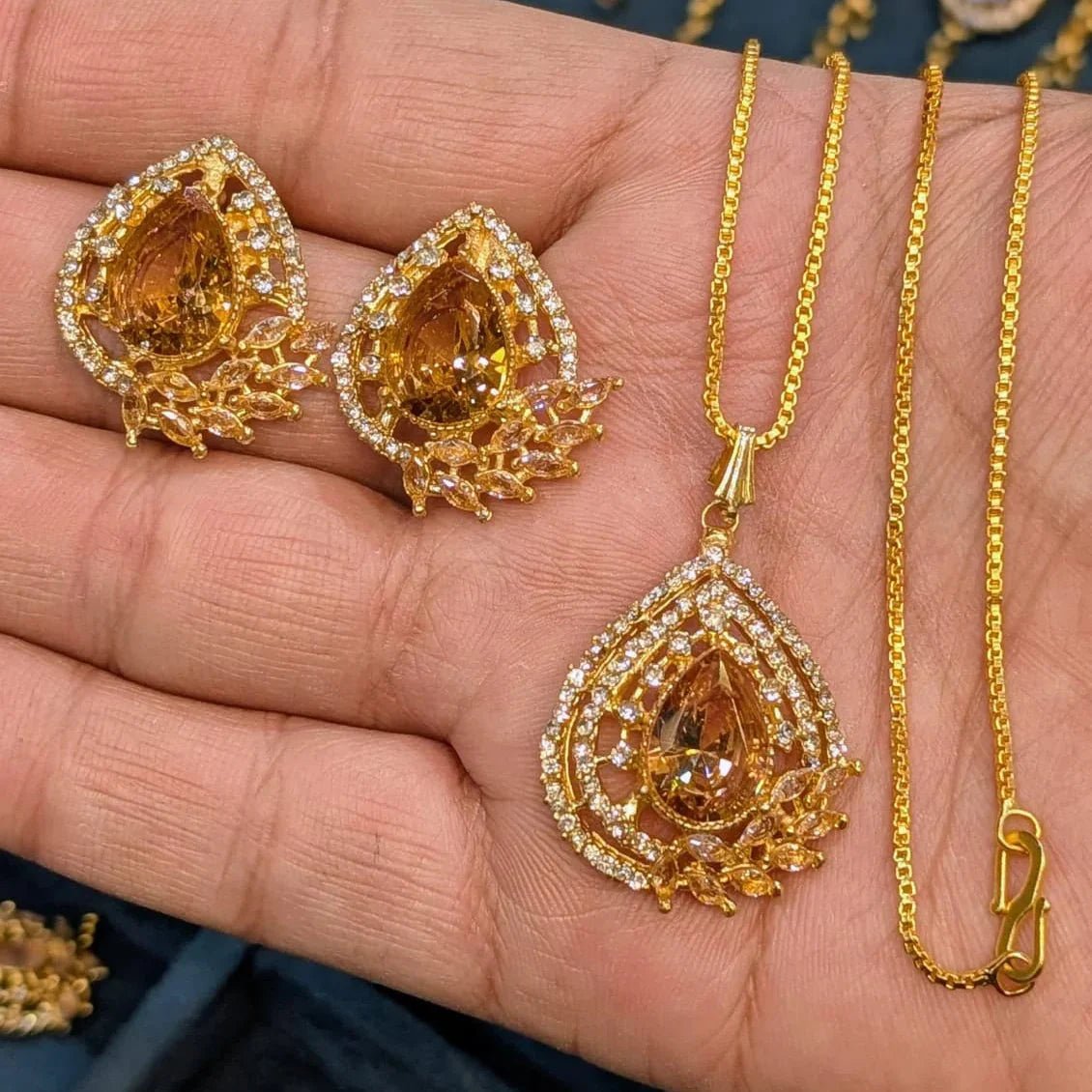 Zircon Locket Set – Locket & Earrings - Rumaisas