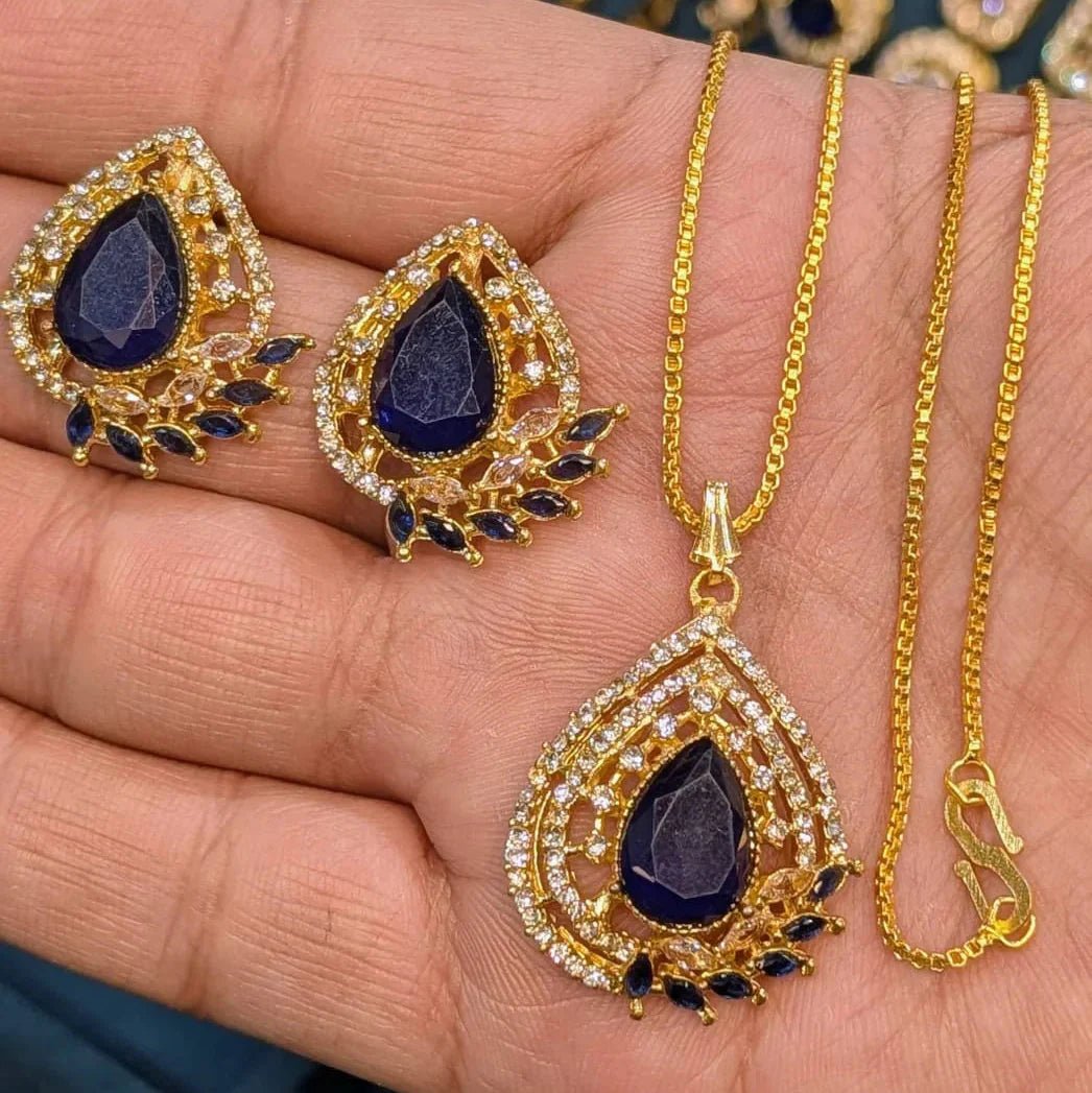 Zircon Locket Set – Locket & Earrings - Rumaisas