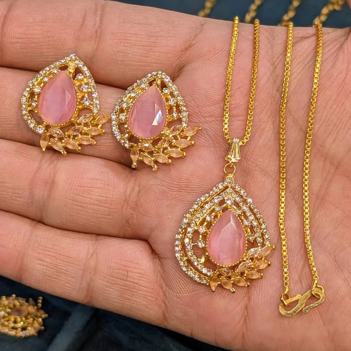 Zircon Locket Set – Locket & Earrings - Rumaisas
