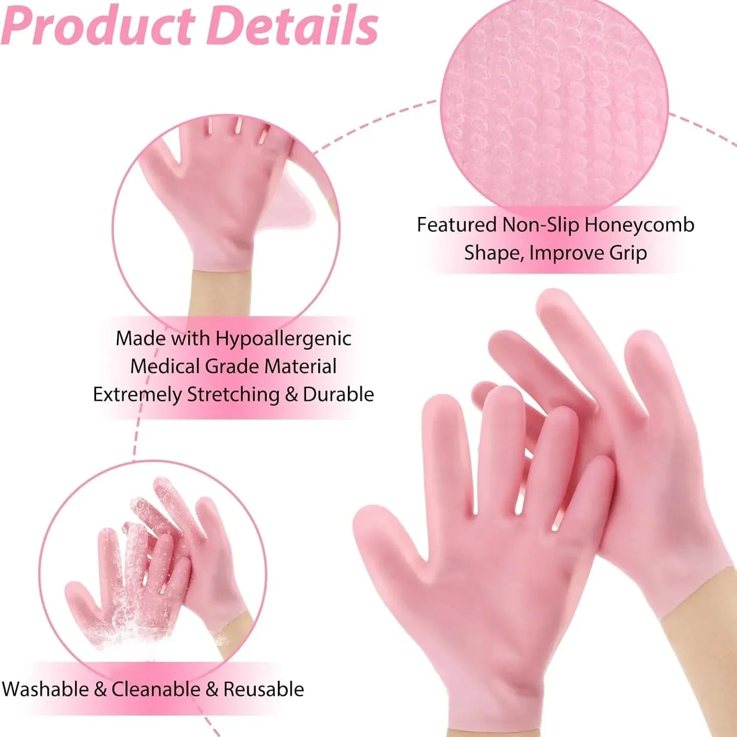 1 Pair Reusable Gel Silicone Hand Gloves - Rumaisas