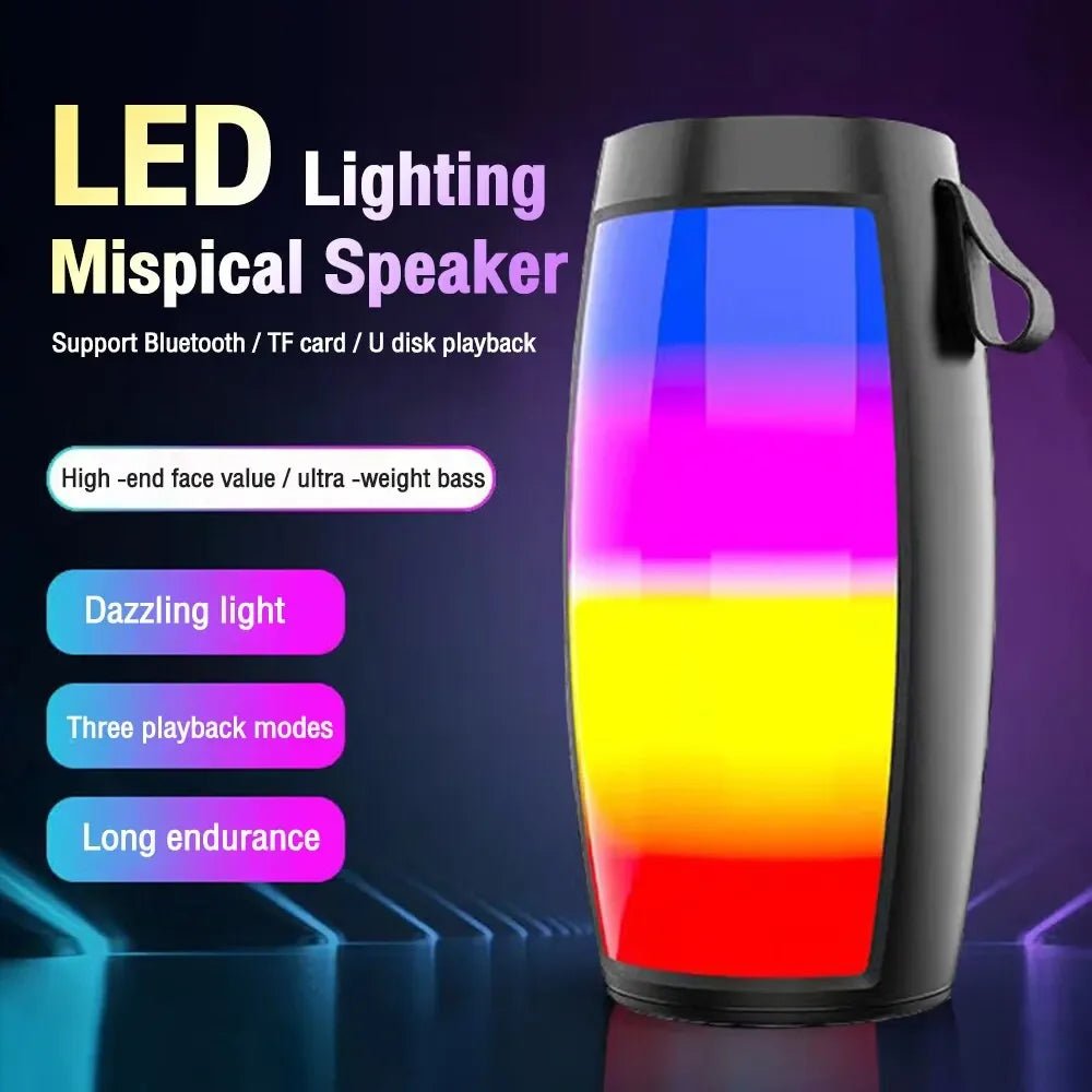 1202 Wireless Bluetooth Speakers Home Outdoor Portable Small Speaker Subwoofer Car Audio Bass MP3 Player Sound System LED Lights - Rumaisas