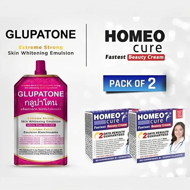 2 in 1 GLUPATONE Whitening Emulsion With Homeo Cure Cream - Rumaisas