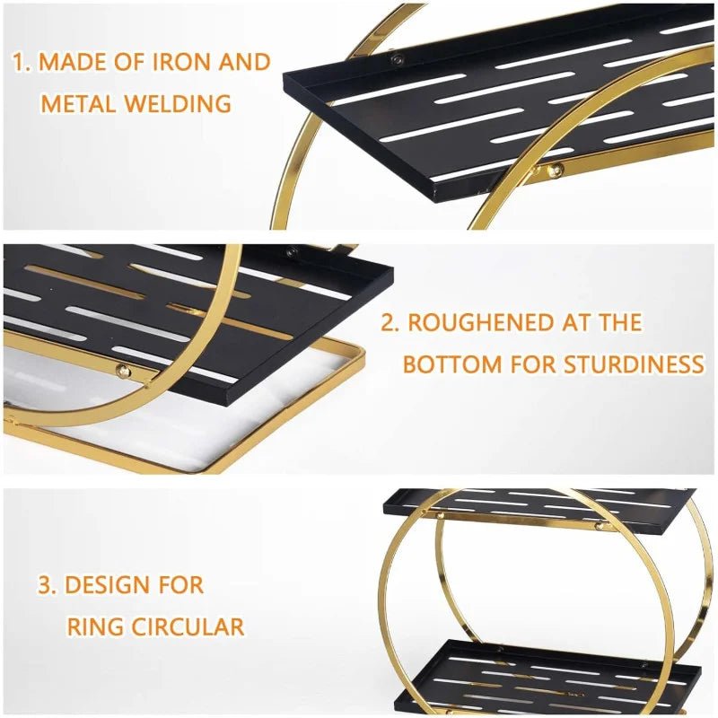 2 Tier Bathroom Countertop Makeup Organizer - Golden - Rumaisas