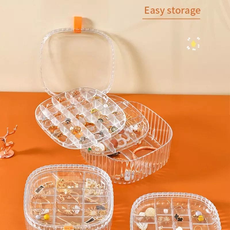 3 Layers Elegant Transparent Crystal Portable Jewllery Box - Rumaisas