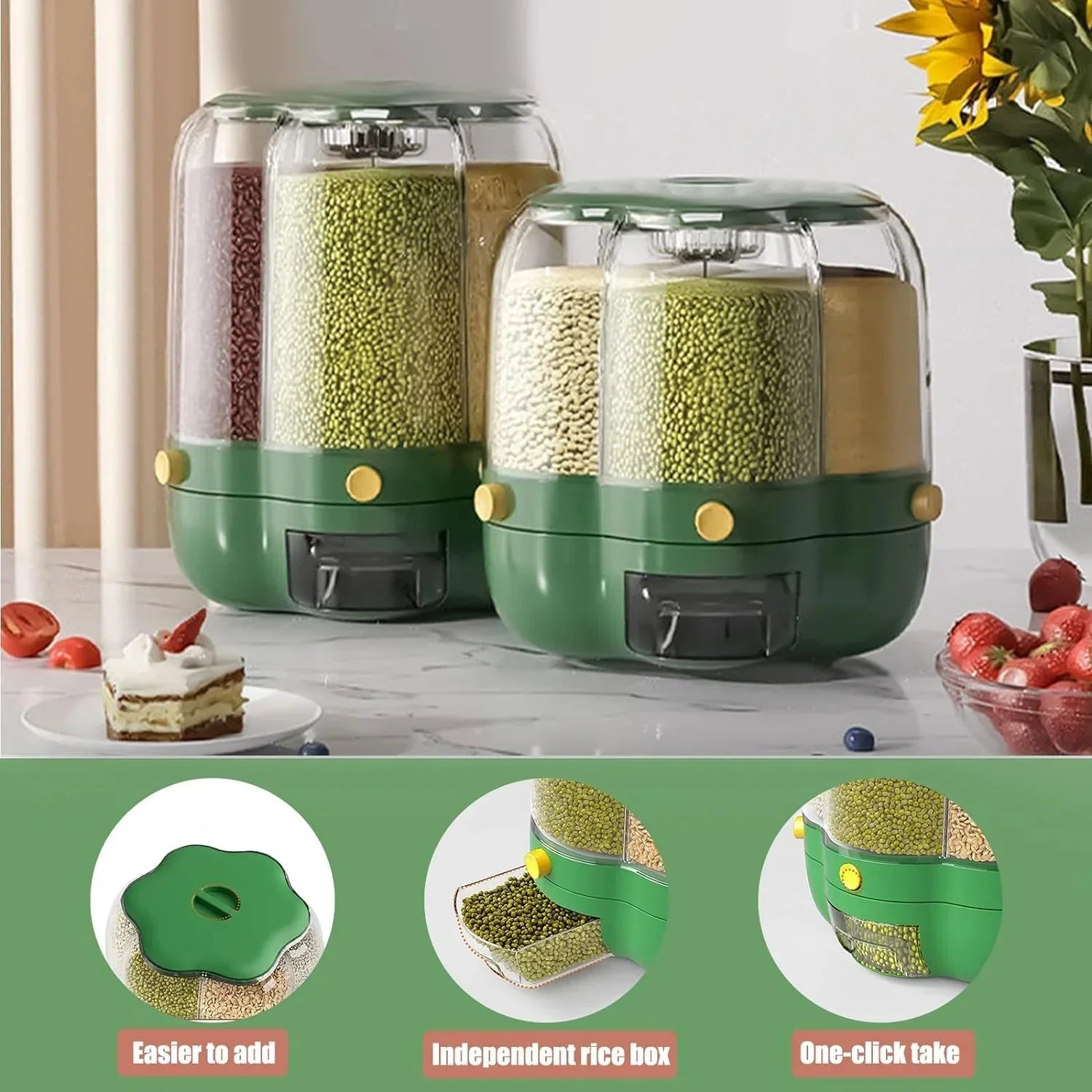 360° Rotating Grain And Cereal Dispenser - 7L - Rumaisas