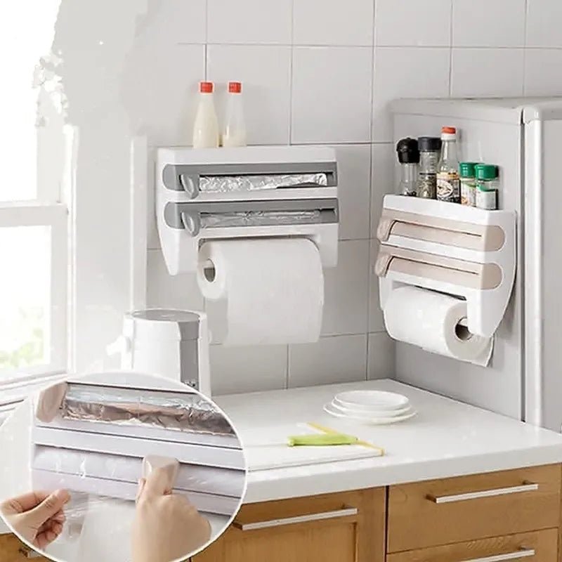 4 in 1 Wall - Mounted Foil, Cling Film & Paper Towel Holder - Rumaisas