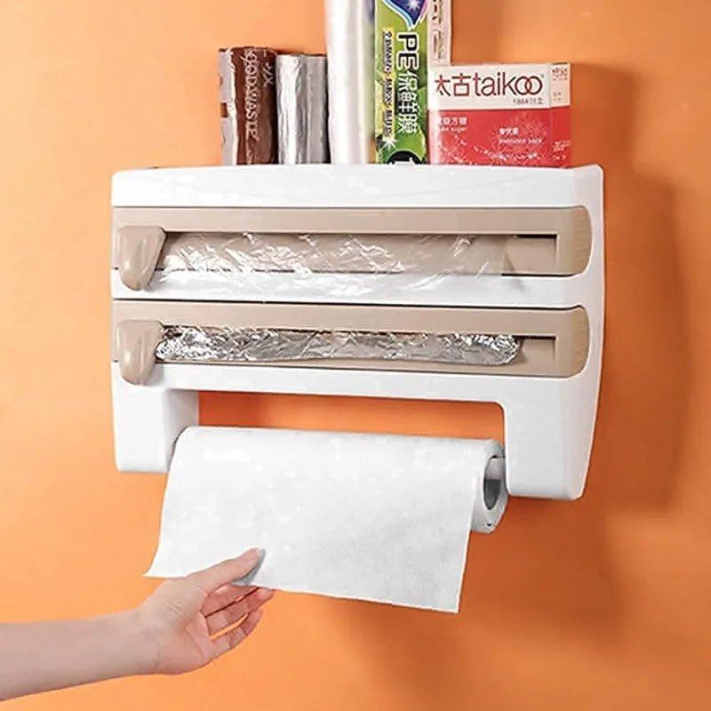 4 in 1 Wall - Mounted Foil, Cling Film & Paper Towel Holder - Rumaisas