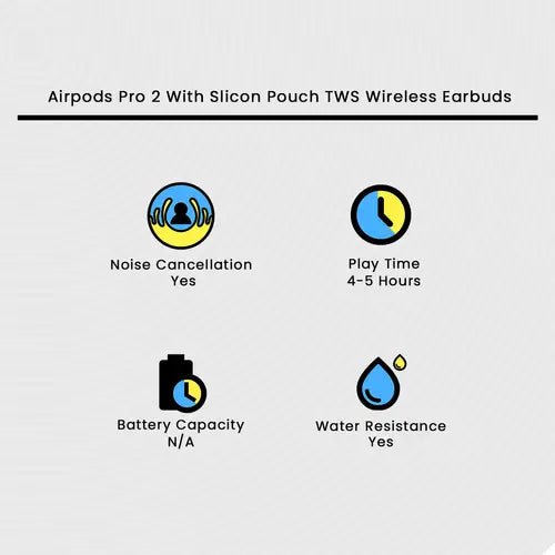 Airpods Pro 2 With Slicon Pouch TWS Wireless Earbuds - Rumaisas