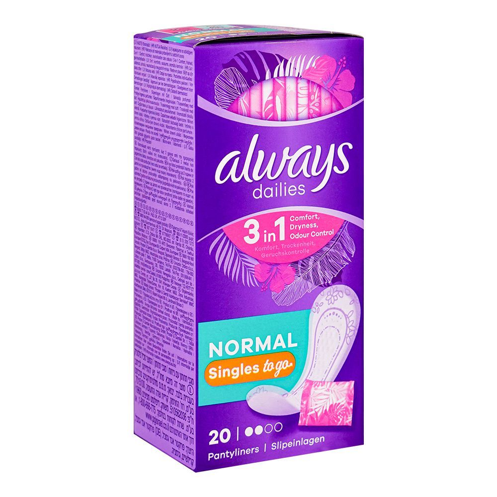 Always Dailies Singles Pantyliners, Normal - 20 Pcs - Rumaisas
