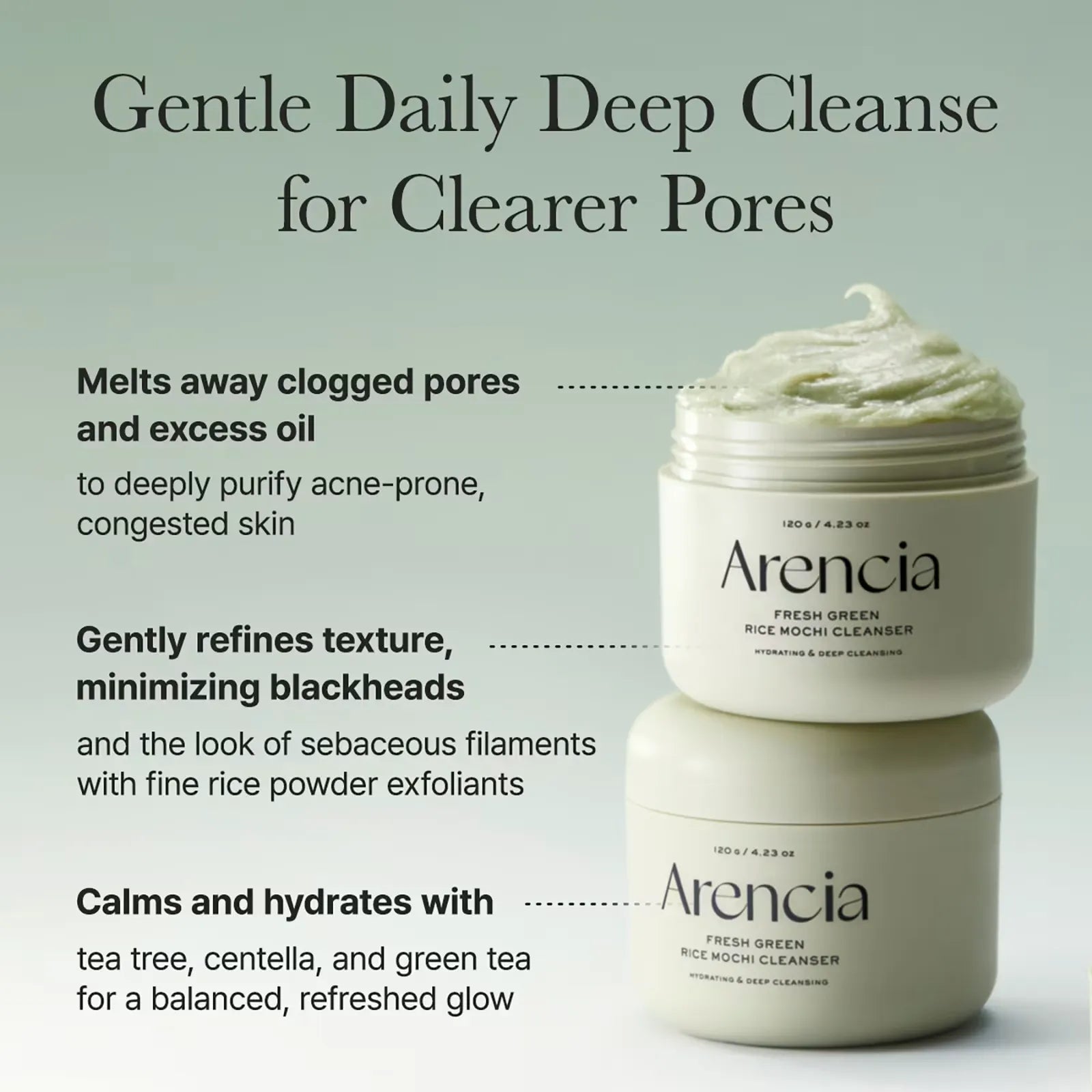Arencia Fresh Green Rice Mochi Cleanser - 120g - Rumaisas
