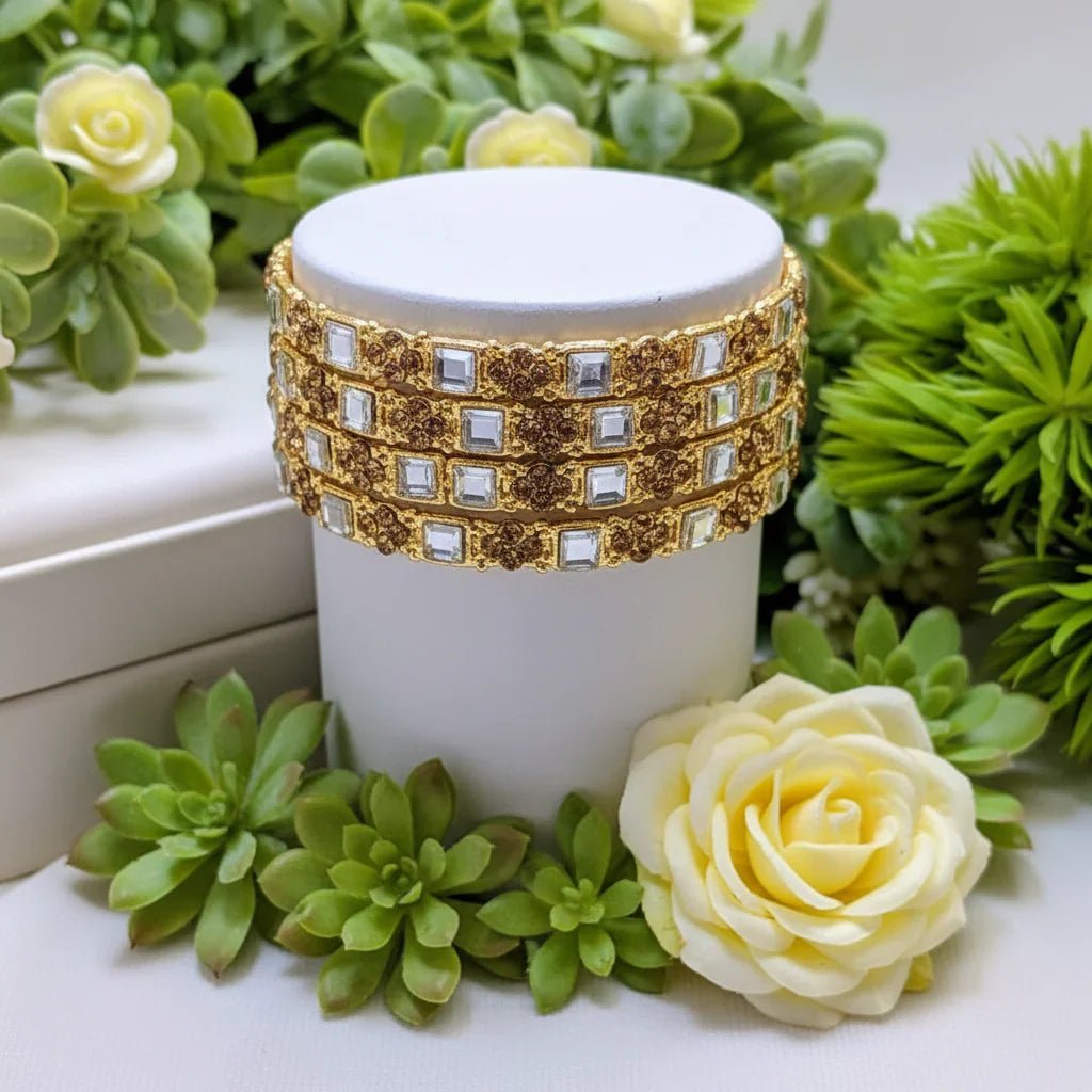 Bangles Set with Shisha Stone - 4Pcs - Rumaisas