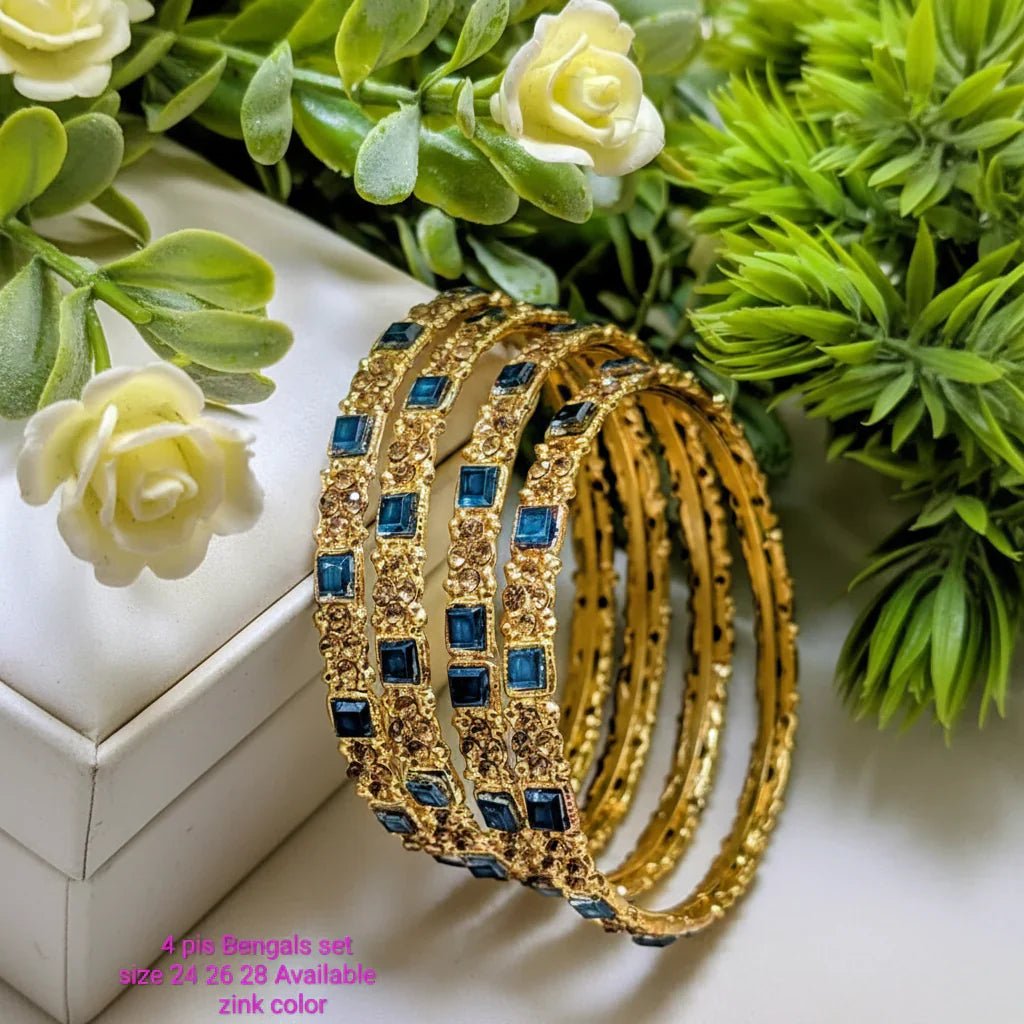 Bangles Set with Shisha Stone - 4Pcs - Rumaisas