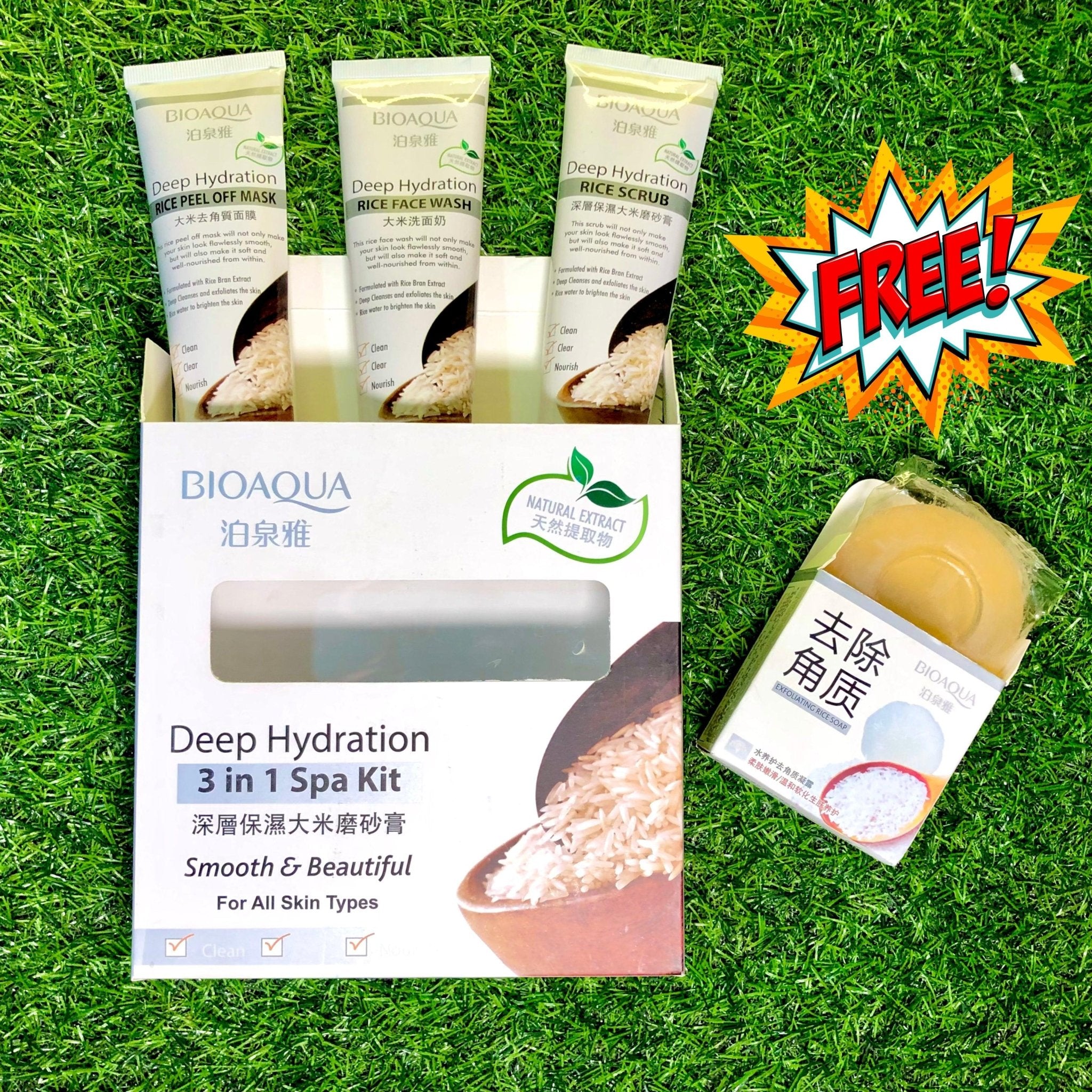 BIOAQUA Deep Hydration 3in1 Spa kit with Free Rice Soap - Rumaisas