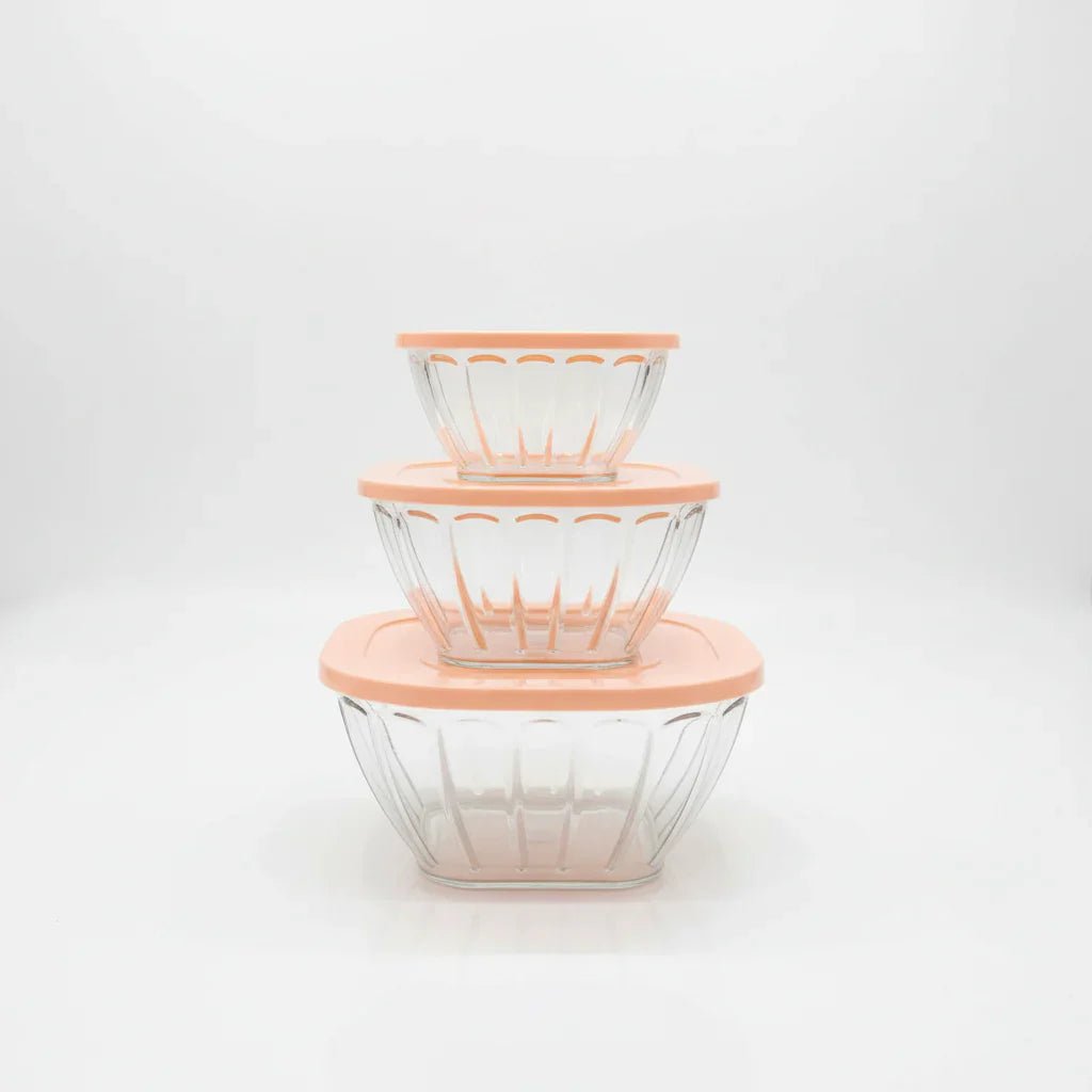 Bowls set with plastic lids - 3 Pcs - Rumaisas