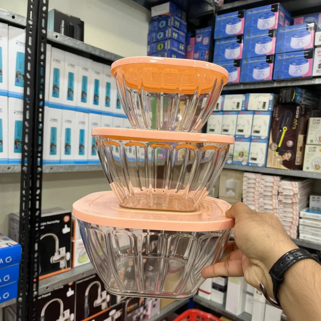 Bowls set with plastic lids - 3 Pcs - Rumaisas