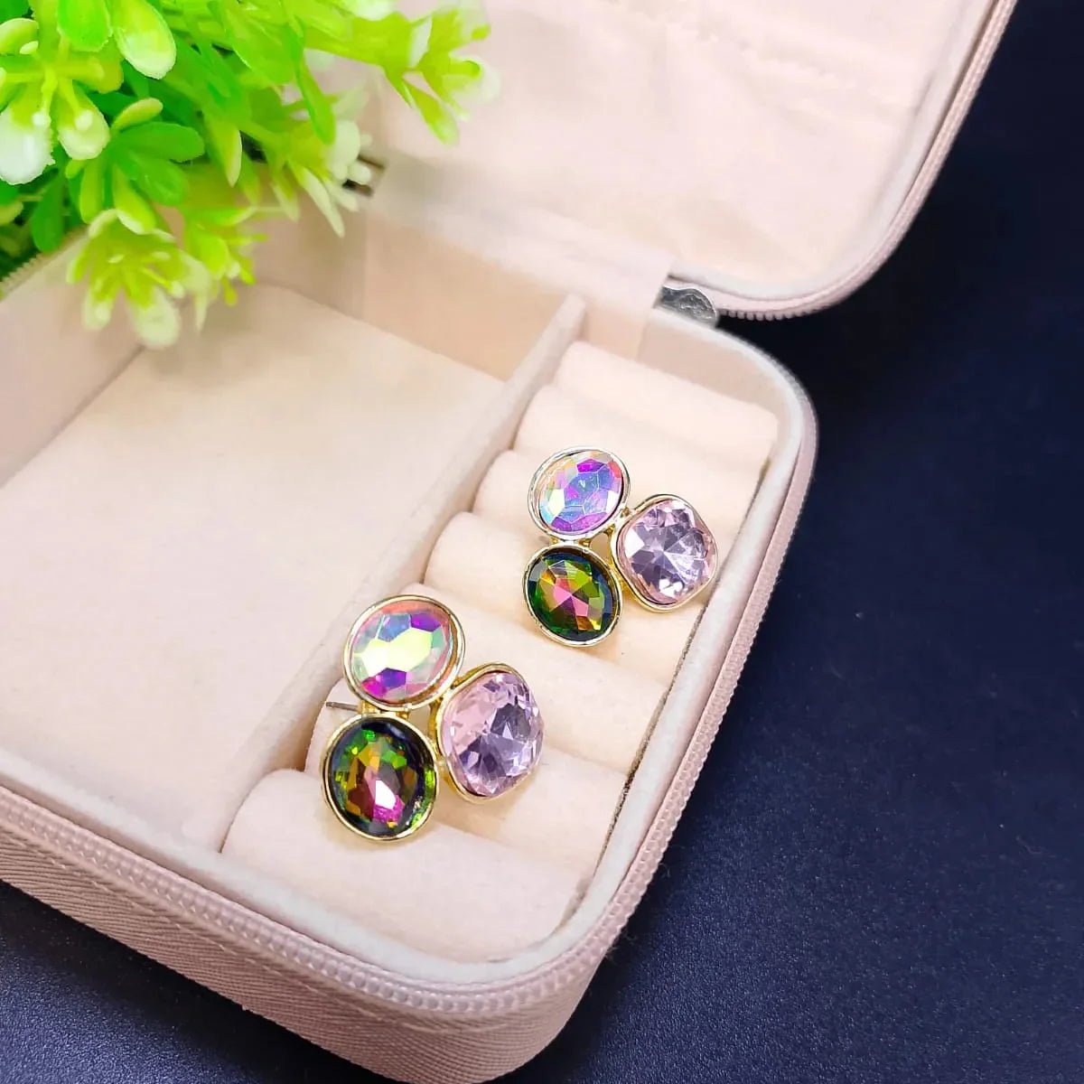 Colorful Oval Geometric Stud - Rumaisas