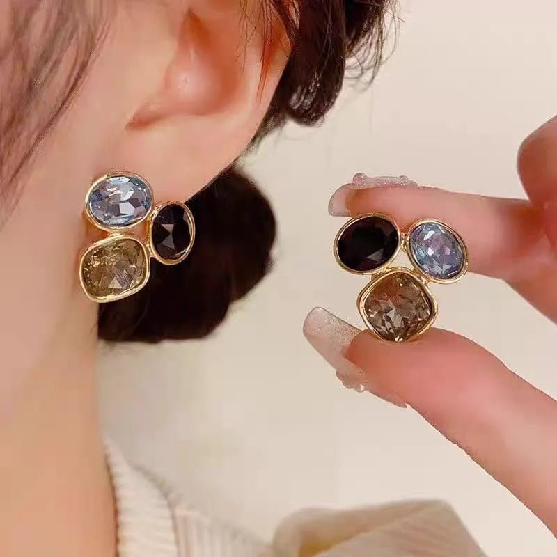 Colorful Oval Geometric Stud - Rumaisas
