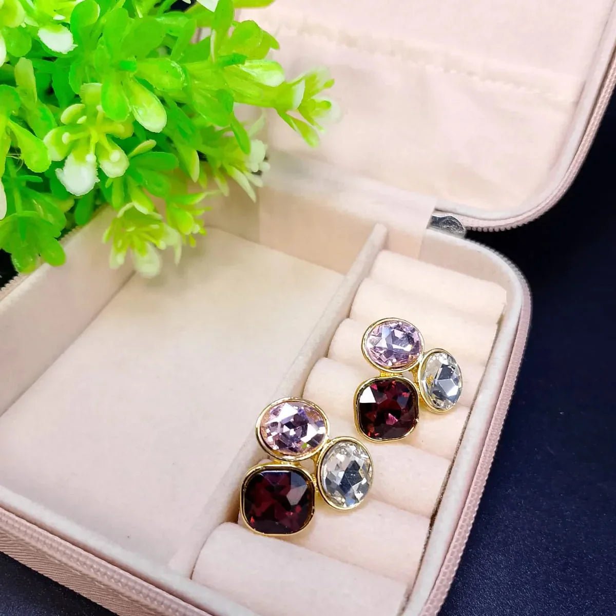 Colorful Oval Geometric Stud - Rumaisas