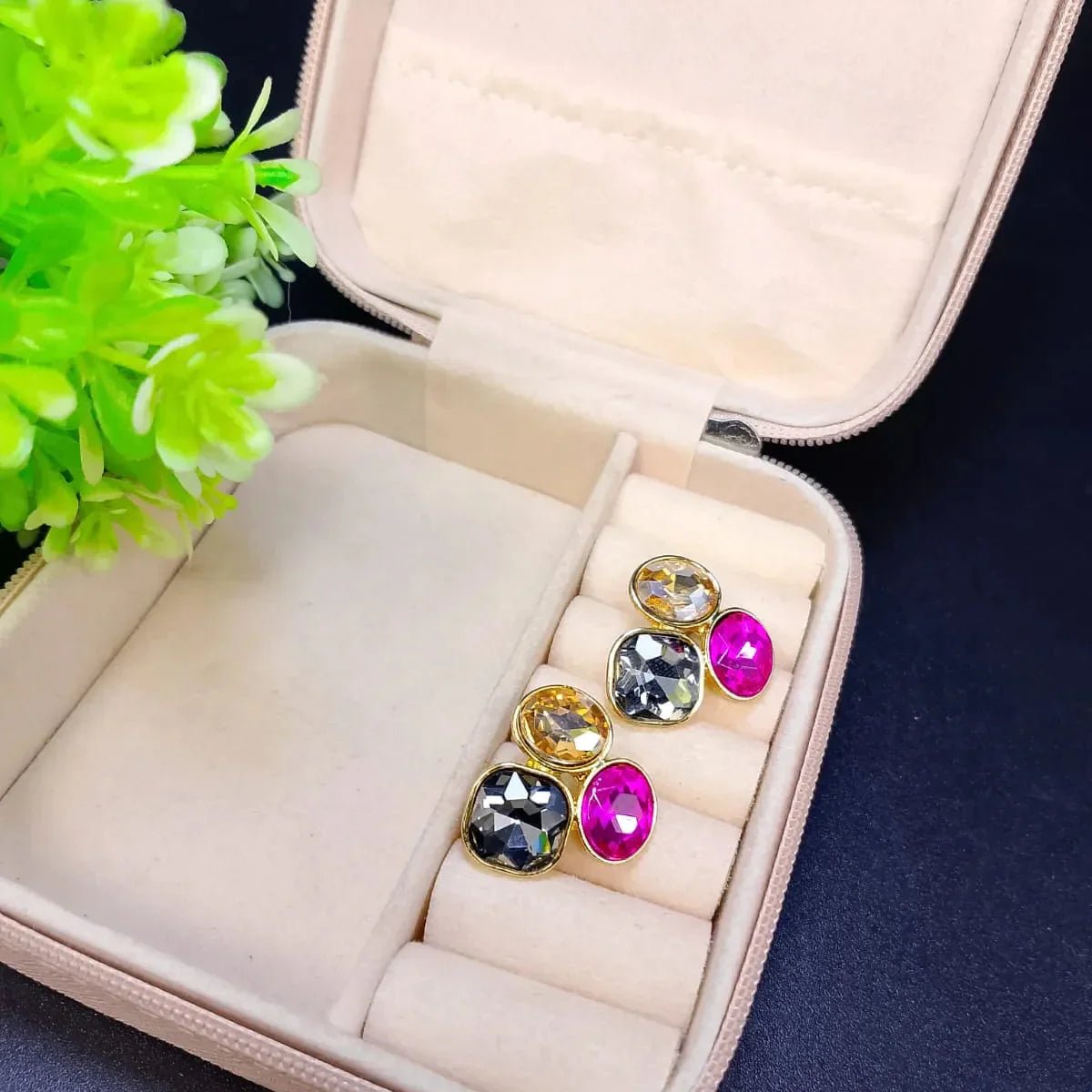 Colorful Oval Geometric Stud - Rumaisas