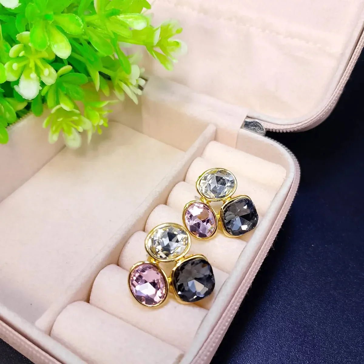 Colorful Oval Geometric Stud - Rumaisas
