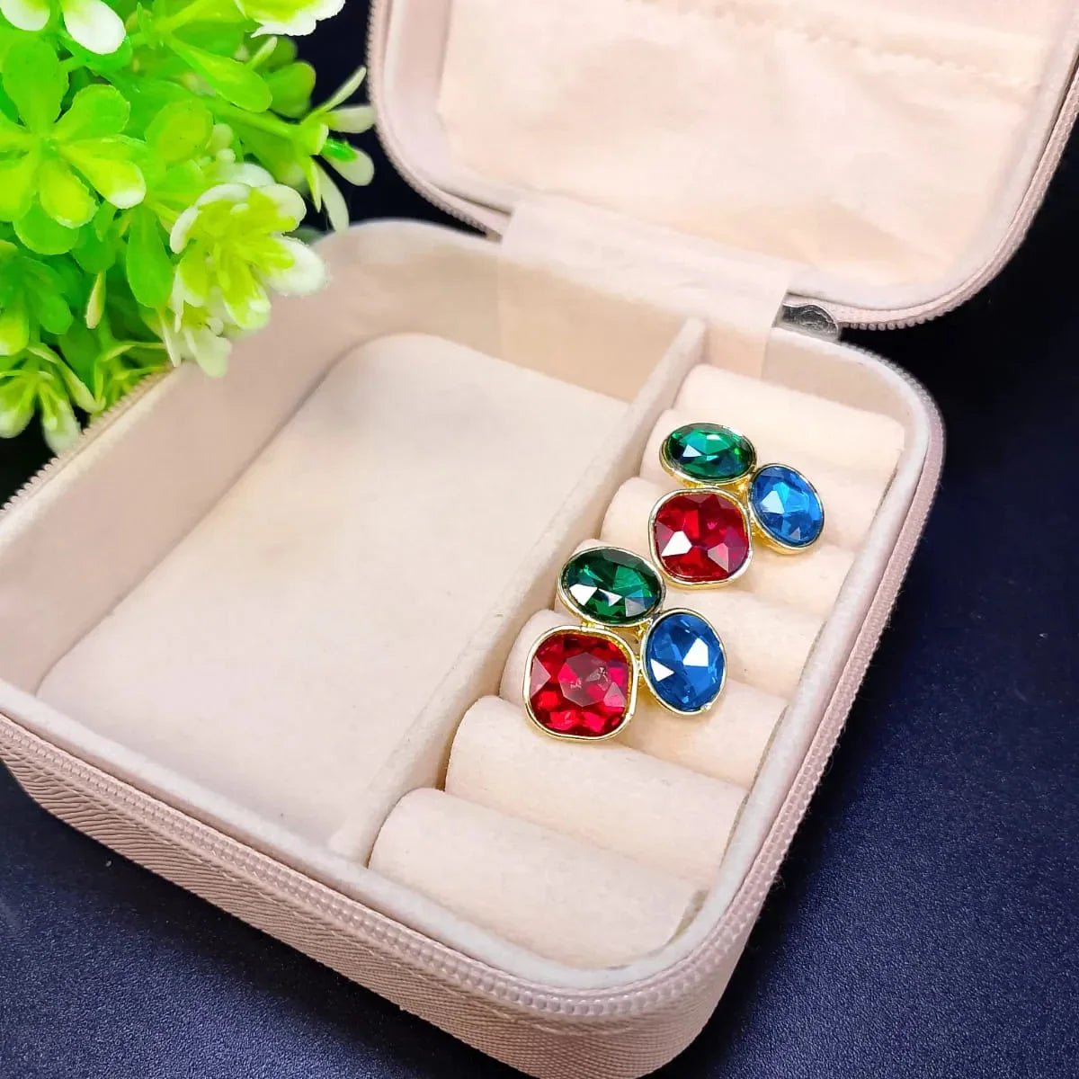 Colorful Oval Geometric Stud - Rumaisas