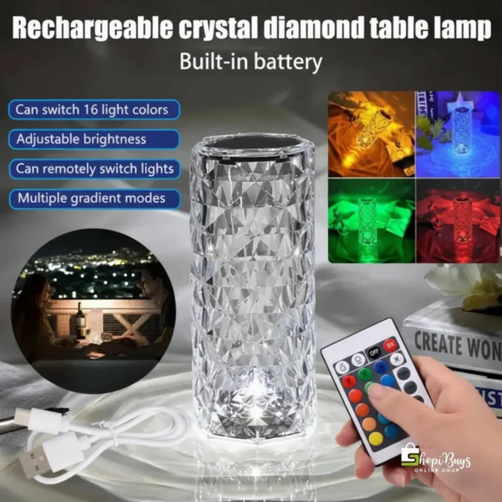 Diamond Rose Crystal Lamp 16 Color Changing with remote - Rumaisas