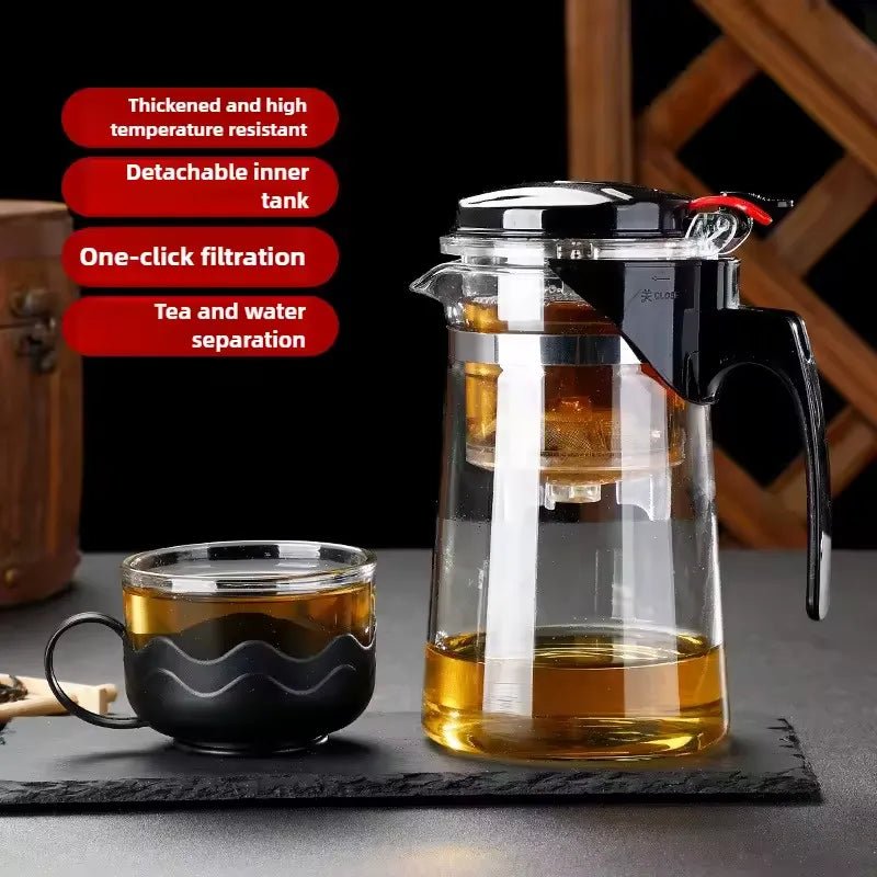 Effortless Tea Infuser Glass Teapot with One - Click Separation Elegant For Serve - 750ml - Rumaisas