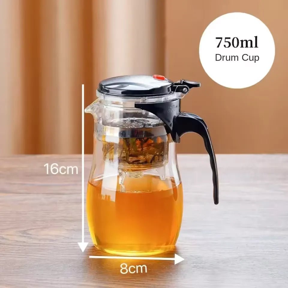 Effortless Tea Infuser Glass Teapot with One - Click Separation Elegant For Serve - 750ml - Rumaisas