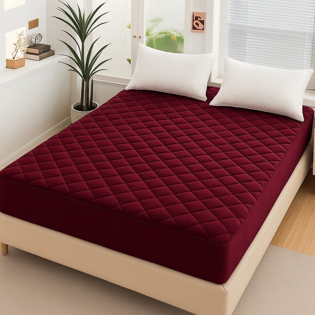 King Size Duvet Quilted Cotton Waterproof Mattress Protector Cover - Rumaisas