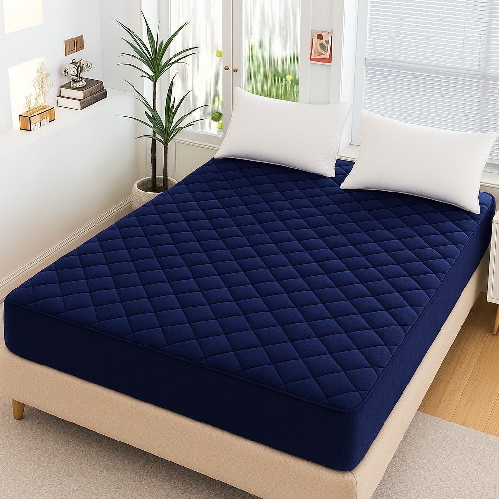 King Size Duvet Quilted Cotton Waterproof Mattress Protector Cover - Rumaisas