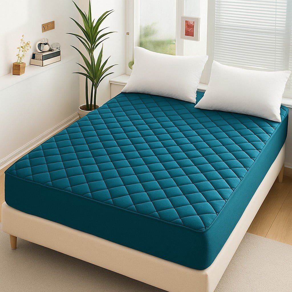 King Size Duvet Quilted Cotton Waterproof Mattress Protector Cover - Rumaisas