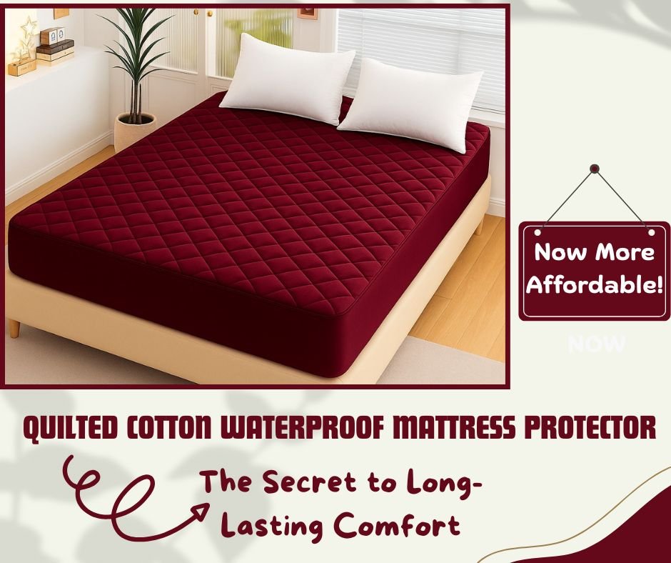 King Size Duvet Quilted Cotton Waterproof Mattress Protector Cover - Rumaisas