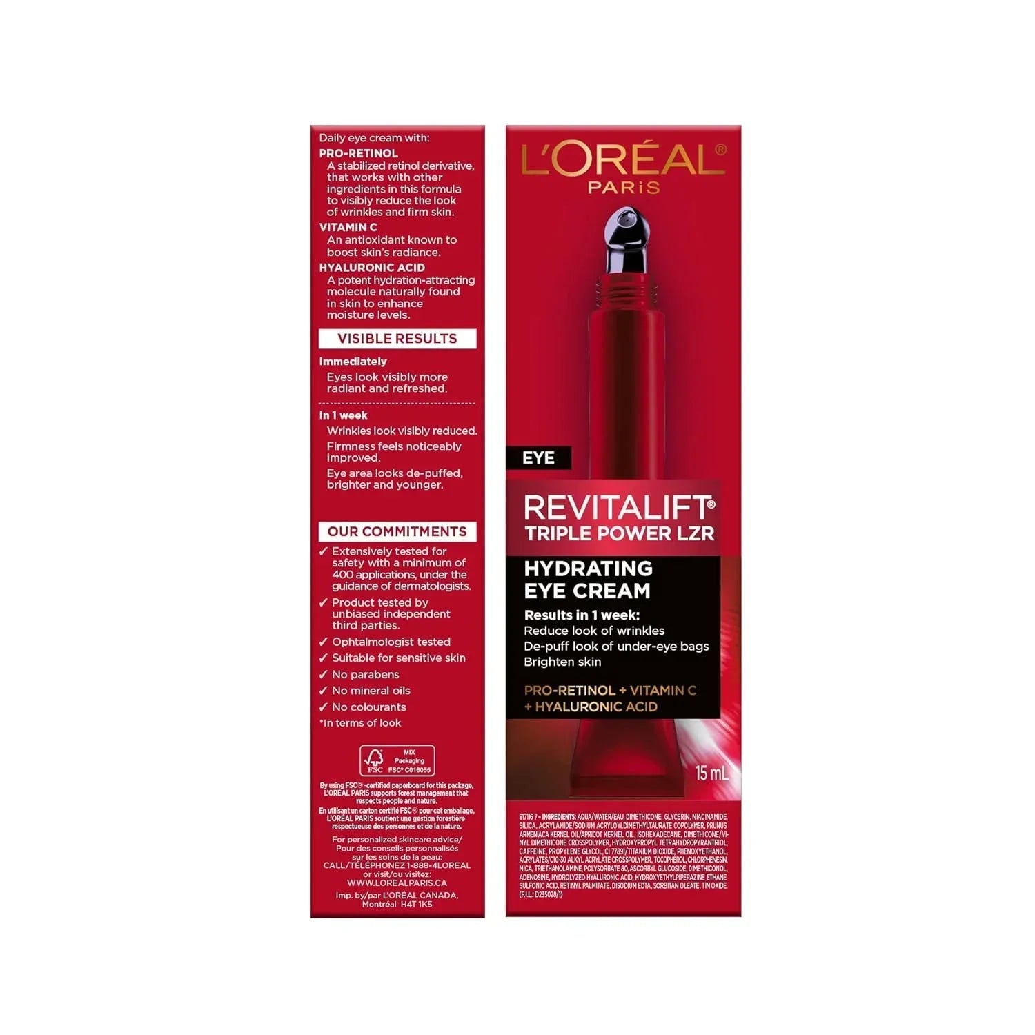 L'Oreal Paris Revitalift Triple Power Anti - Aging Eye Cream Treatment 15ml - Rumaisas