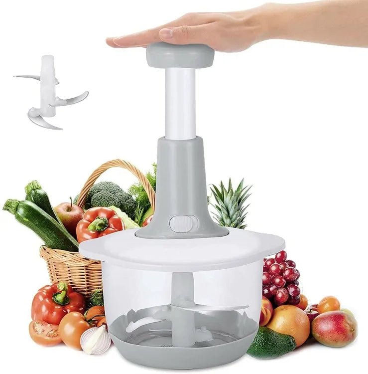Manual Hand Push Chopper | Multi - functional Vegetable Meat Grinder, Grater, Chopper - 2L (Random Color) - Rumaisas