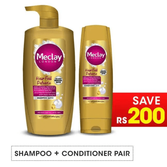 Meclay London Hair Fall Defense Shampoo - 660ml + Conditioner Pair Box (Save Rupees 200) - Rumaisas