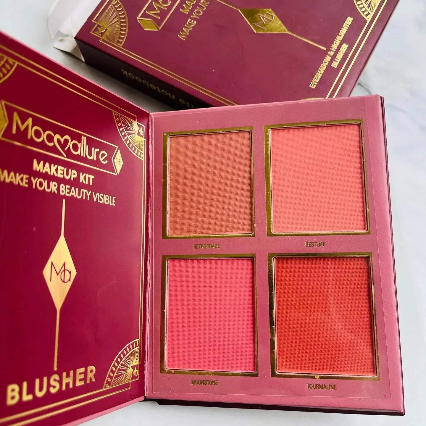 Mocallure 3 in 1 Makeup Kit Mini Palette Notebook Eyeshadow, Highlighter & Blusher - Rumaisas