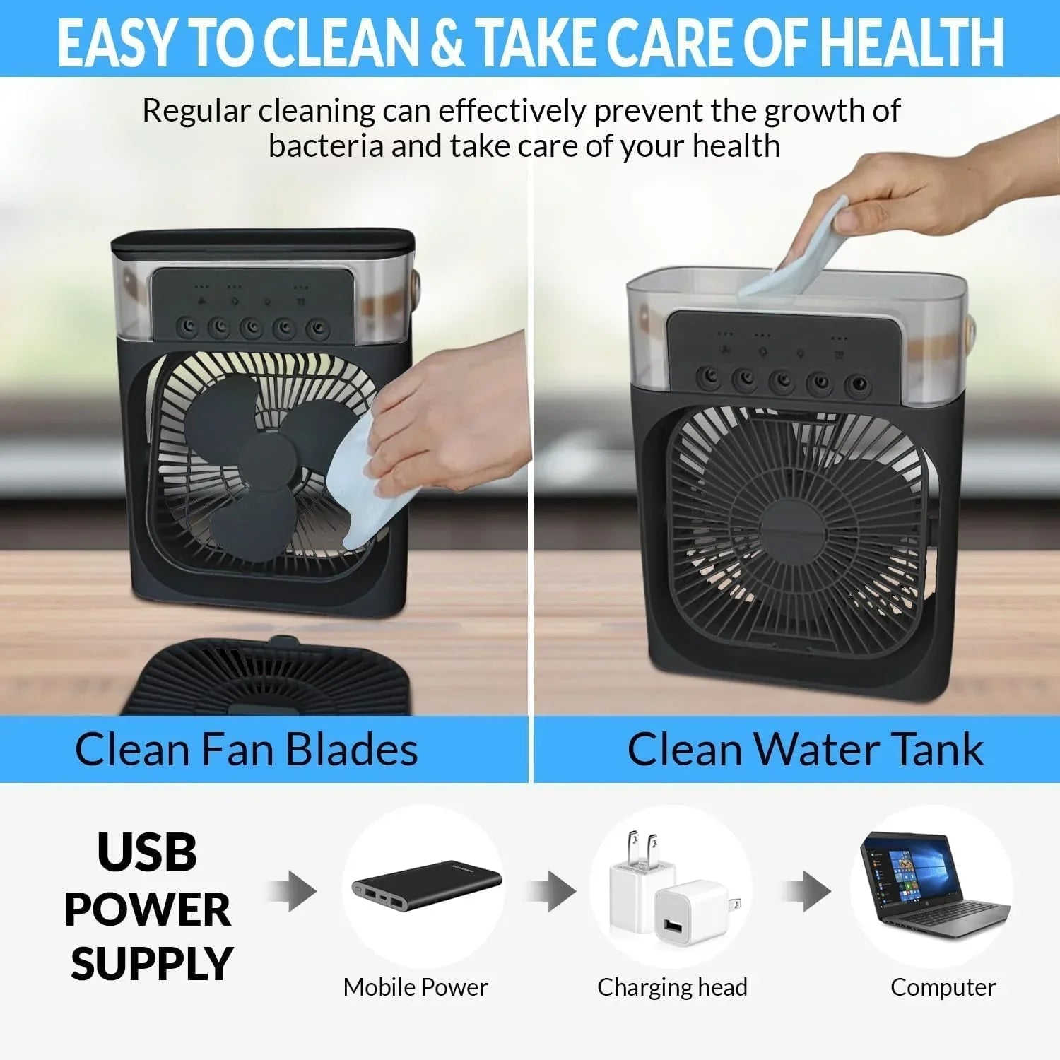 Portable Air Conditioner Fan, 3 In 1 Ice Mist - Rumaisas