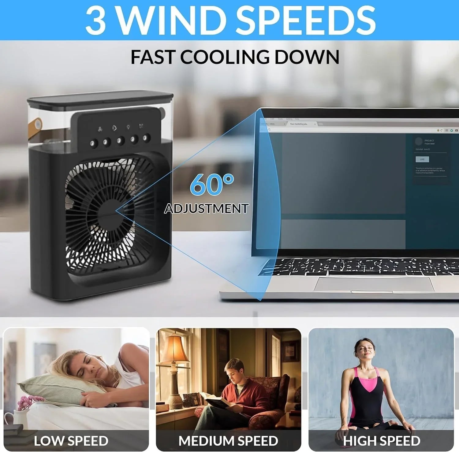 Portable Air Conditioner Fan, 3 In 1 Ice Mist - Rumaisas