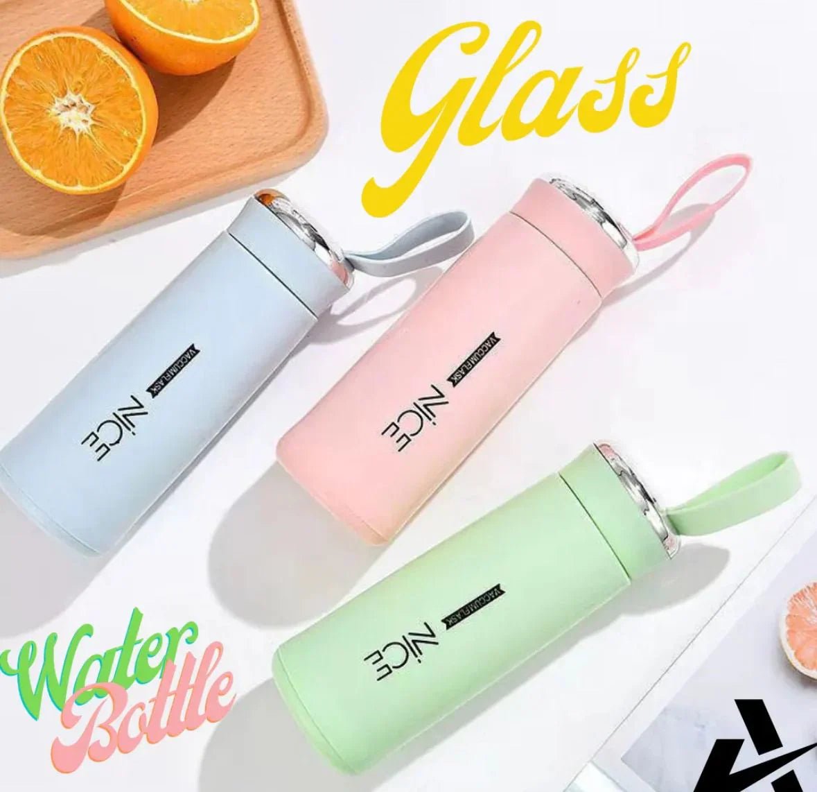 PRO FIT Glass Water Bottle With Silicon Sleeve - 400ml - Rumaisas