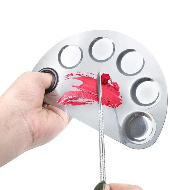 Pro Stainless Steel Cosmetic Makeup Palette with spatula - Rumaisas