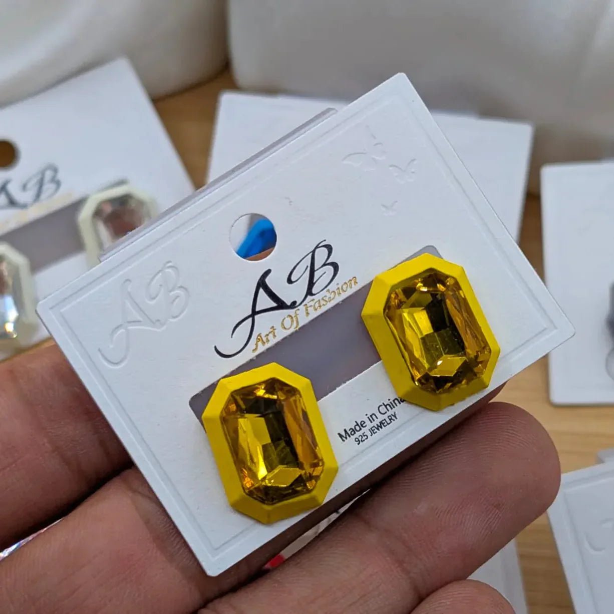 Rectangular Faceted Crystal Stud Earrings - Rumaisas